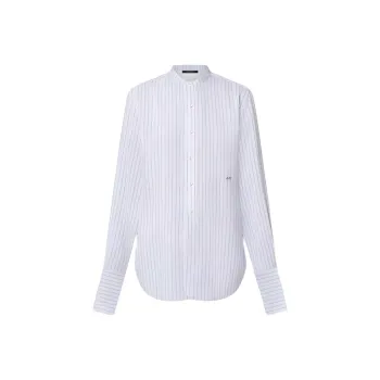 LOUIS VUITTON Collarless Pinstripe Silk Shirt
