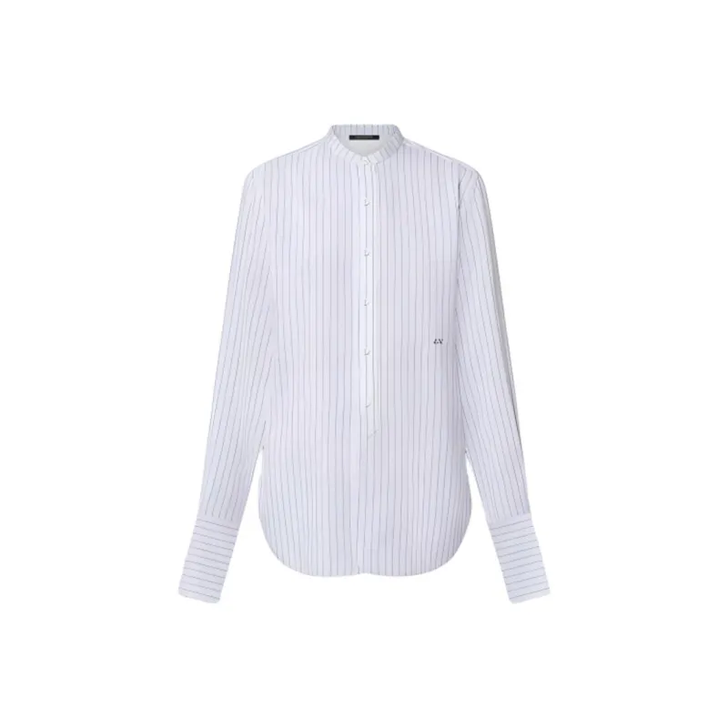 LOUIS VUITTON Collarless Pinstripe Silk Shirt-0