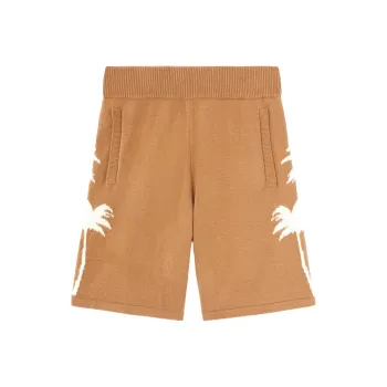 PALM ANGELS Palm Tree Intarsia Elastic Waist Knitted Shorts