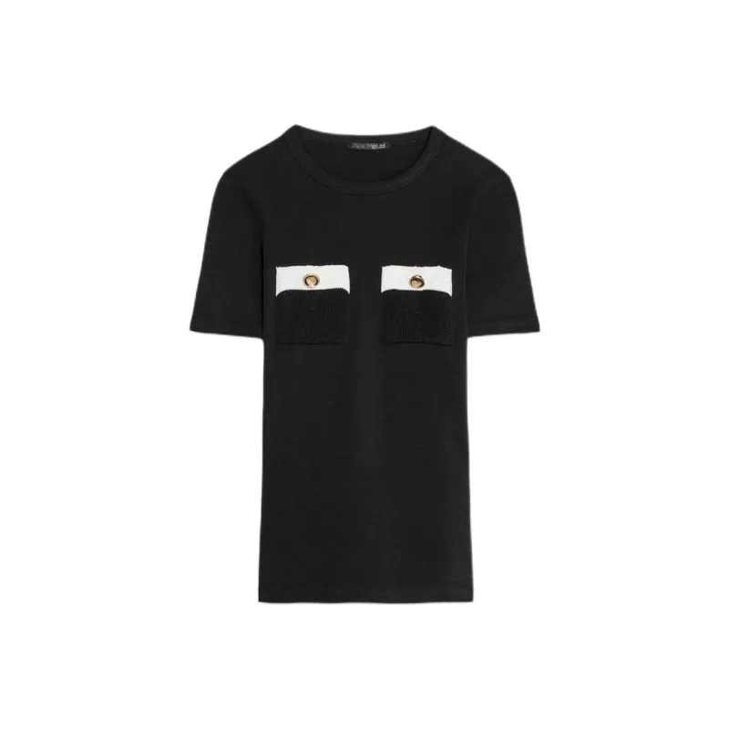 ZARA Regular T Shirt Women's Black-0