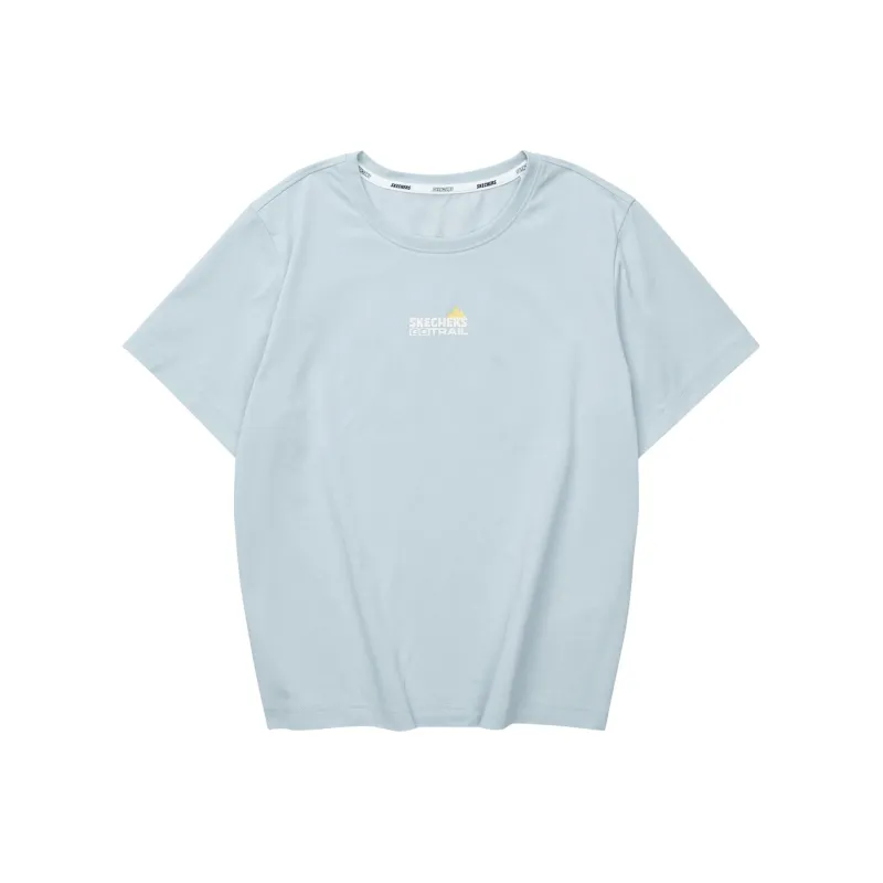 Skechers Drop Shoulder Sleeve T Shirt Women's Sunny Mountain Blue-0