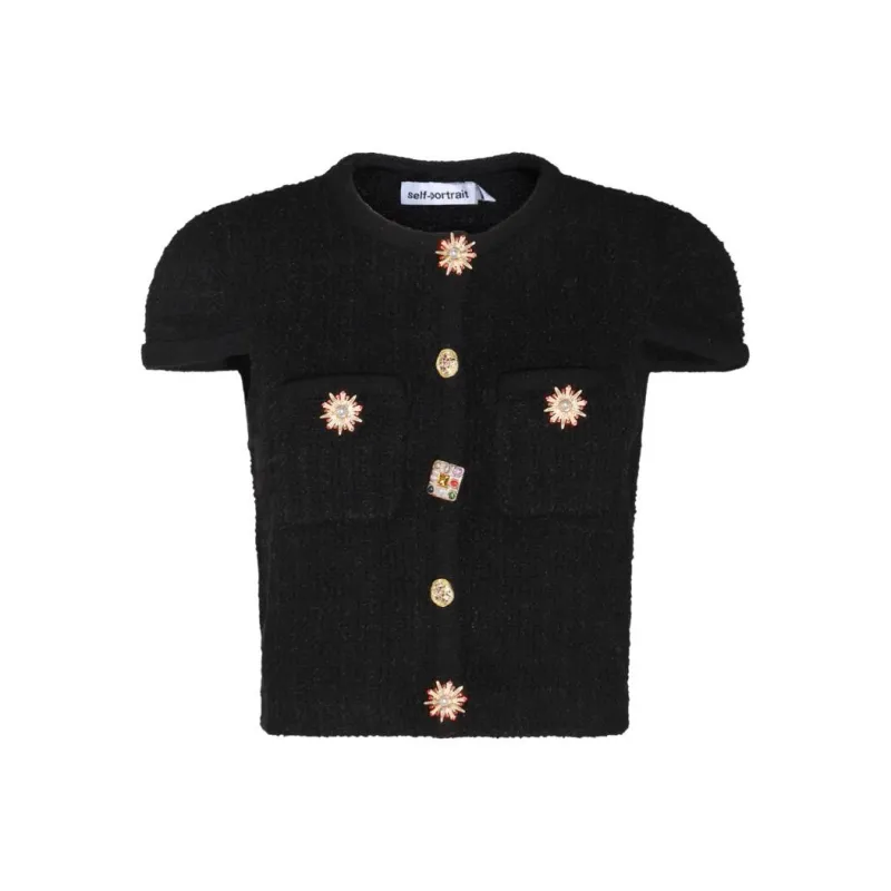 Self portrait Embellished Knitted Top-0