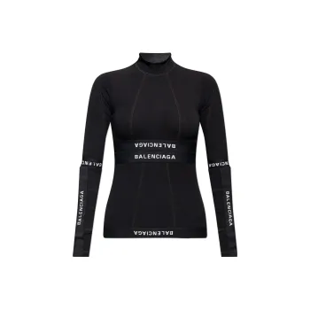 Balenciaga Logo Printed Turtleneck Top