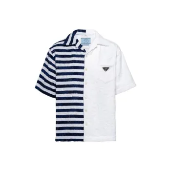 PRADA Shirts Men Blue With White Lettering
