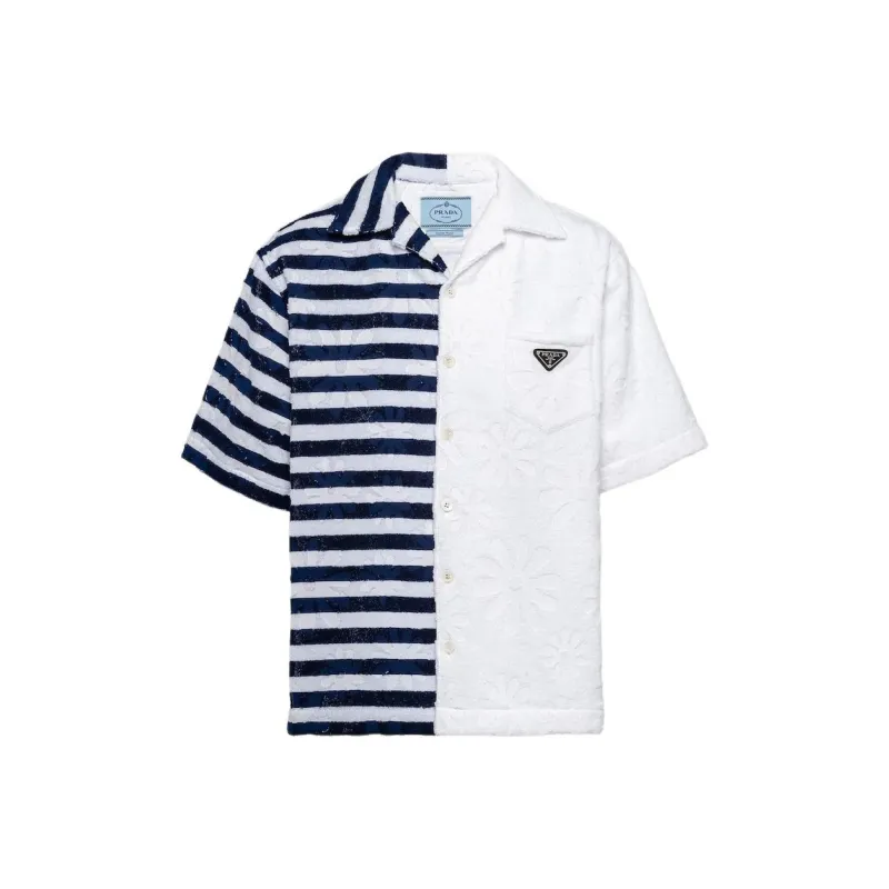 PRADA Shirts Men Blue With White Lettering-0