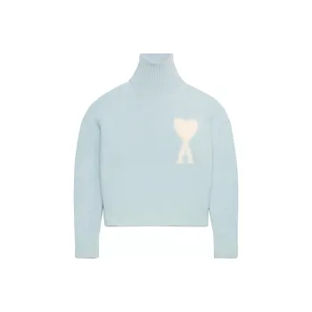 AMIPARIS Cloudy Wool Ami De Coeur Sweater Aquamarine/Ivory