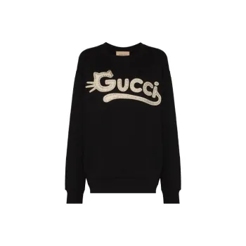 GUCCI 2010s Logo appliqué Cotton Sweatshirt