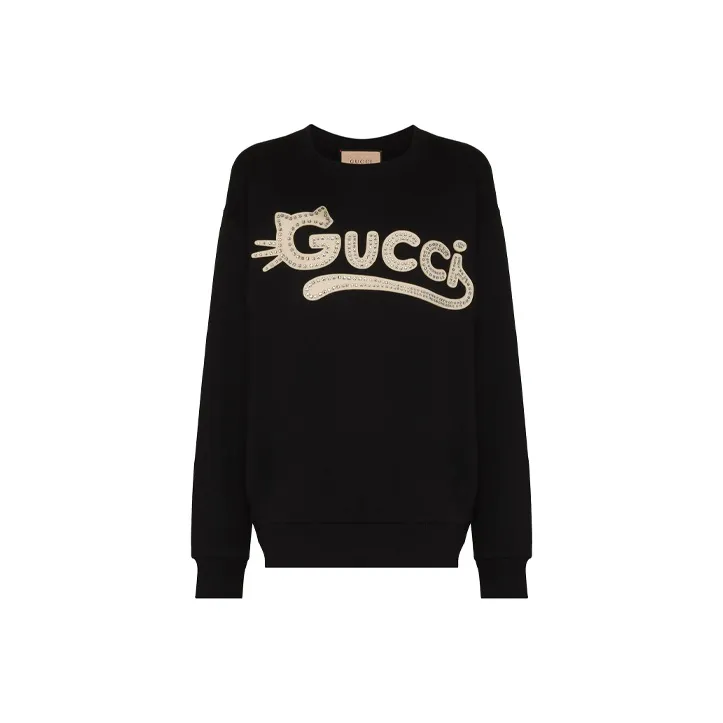 GUCCI 2010s Logo appliqué Cotton Sweatshirt-0