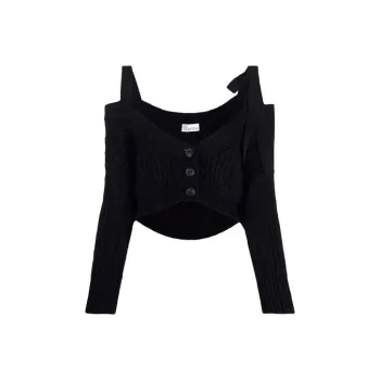 RED VALENTINO FW21 Knitted Fabric Cardigan Women's Black
