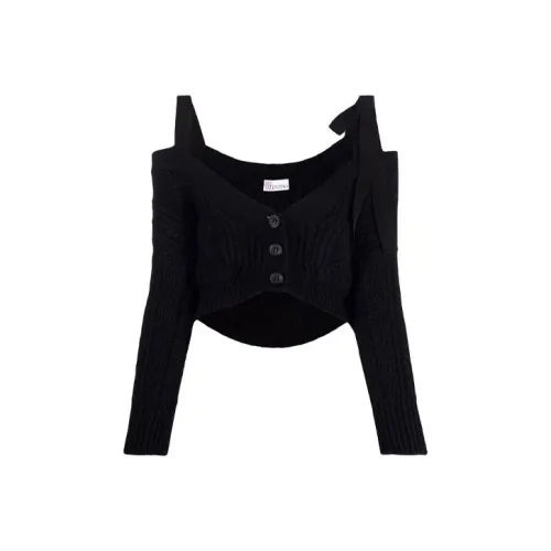 RED VALENTINO FW21 Knitted Fabric Cardigan Women's Black