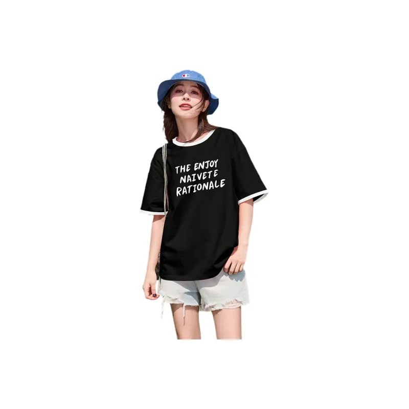 Tonlion Drop Shoulder Sleeve T Shirt Women's Light Peach Pink-3