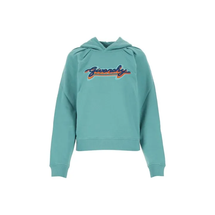Givenchy Logo Patch Cropped Hoodie 'Celestial Blue'-0