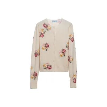 PRADA Floral Printed Knitted Cardigan