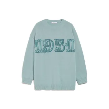MaxMara Fido Collection Wool And Cashmere Monogram Pullover Sweater Women's Sage Green