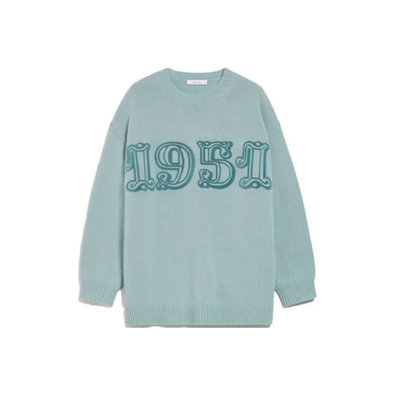MaxMara Fido Collection Wool And Cashmere Monogram Pullover Sweater Women's Sage Green-0