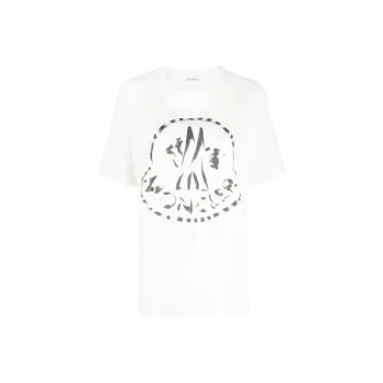 Moncler White Logo Print Short Sleeve T shirt
