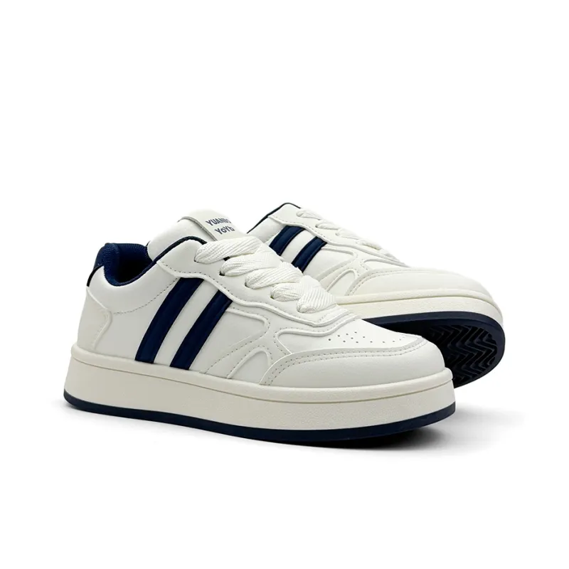Mengsai Cushioning, Wear Resistant Low Top Skateboard Shoes Women's Beige Blue-5