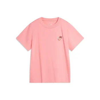LiNing Sports Life Collection Drop Shoulder Sleeve T Shirt Women's Camellia Pink