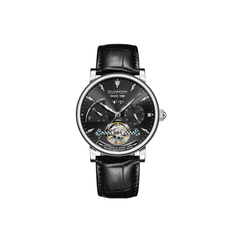 GUANQIN Collection Automatic Mechanical Movement Cow Leather Strap Watch Men's Watches Gray Dial-12