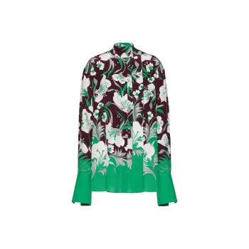 Valentino Plants & Flowers Shirts Women's Green