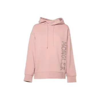 Moncler Women's Metallic Spray Effect Logo Print Hoodie Petal Pink