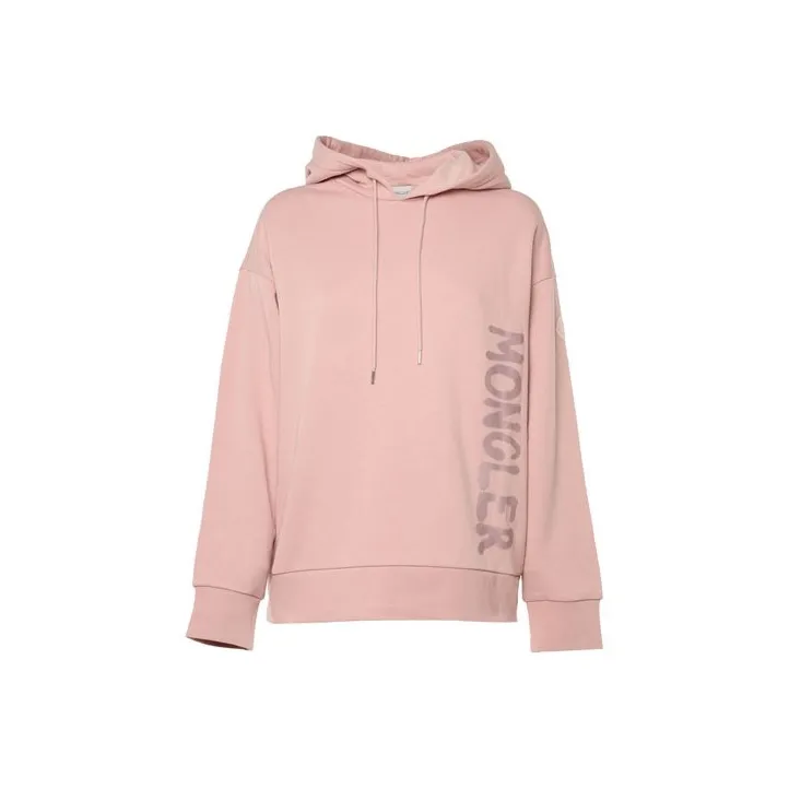 Moncler Women's Metallic Spray Effect Logo Print Hoodie Petal Pink-0