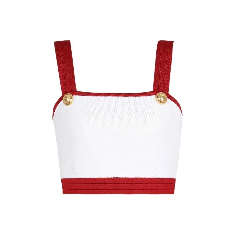 BALMAIN Cropped Contrasting trim Detail Top-0