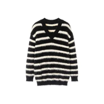 EKOOL Sweaters Women's Black White Stripes