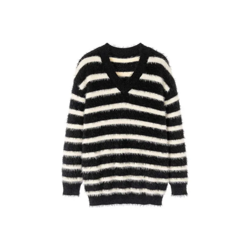 EKOOL Sweaters Women's Black White Stripes-0