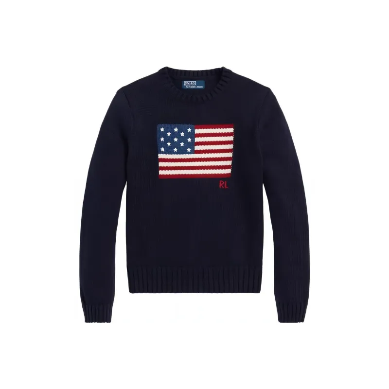 Polo Ralph Lauren Flag Intarsia Crew Jumper Hunter Navy-0