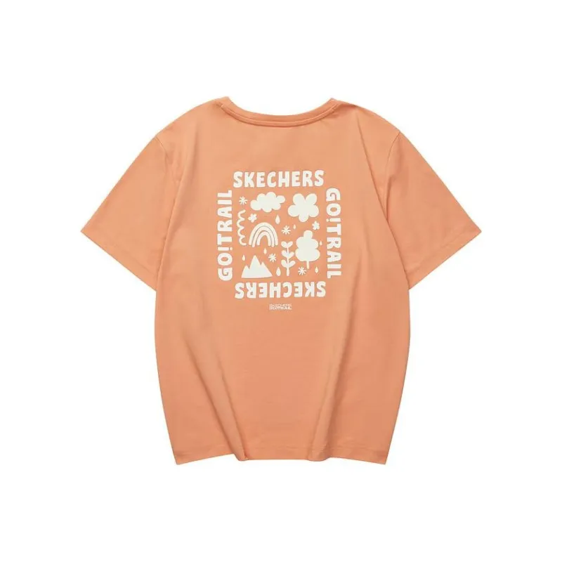 Skechers Drop Shoulder Sleeve T Shirt Women's Coral Orange-0