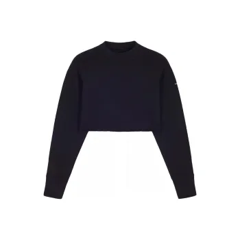 Givenchy Cropped Swearshirt With Embossed Chain Collar 'Black'