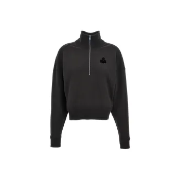 ISABEL MARANT ETOILE Ross Logo Flocked Zip Up Sweatshirt