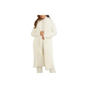 GUESS Paula Faux-Fur Long Cardigan Sweater Sweater Women's White