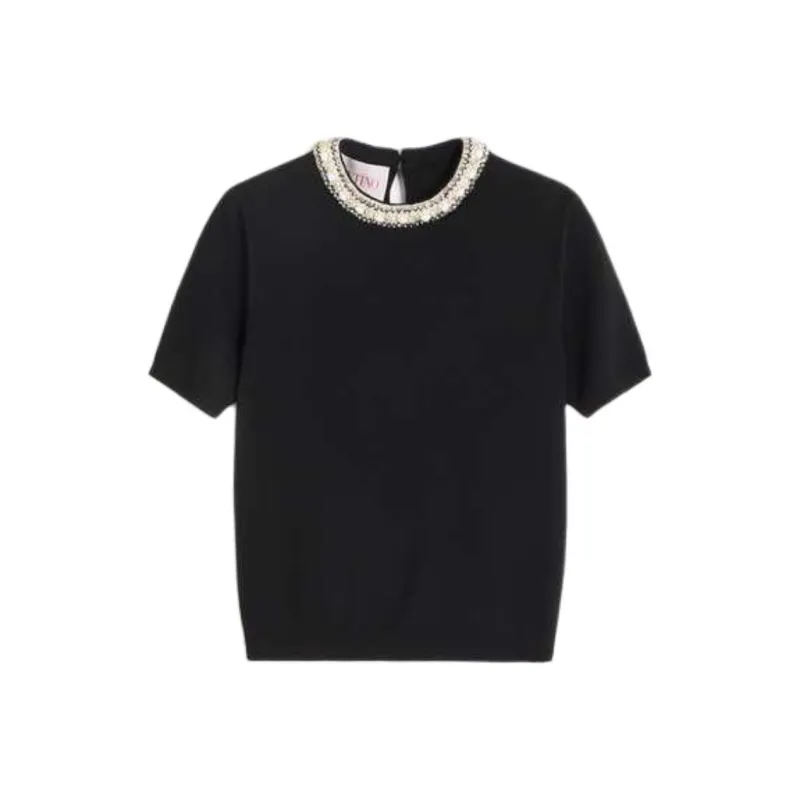 Valentino Embellished Crewneck Knitted Top-0