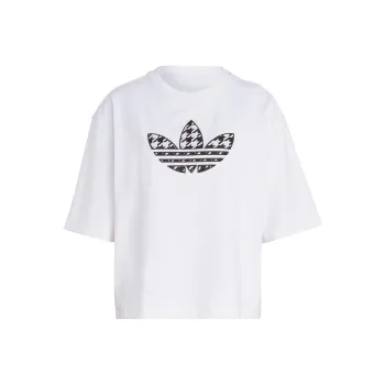 adidas originals Houndstooth Trefoil Infill Women's T Shirt White