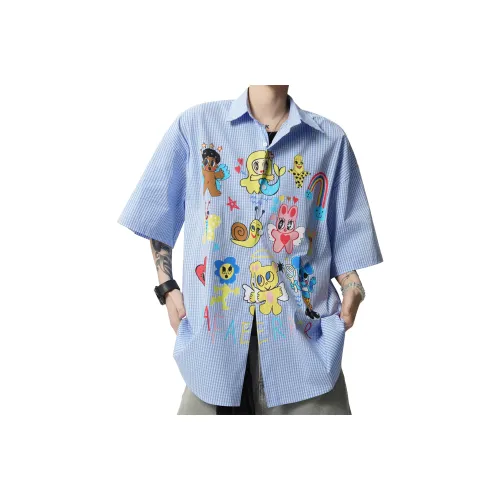 MARK WAFFLE Shirt Unisex Light Blue Plaid