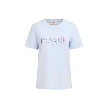 MARNI Hand Embroidered Logo T Shirt 'Light Blue'
