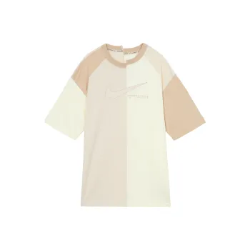 Nike Women'ss Colorblock Knit Cotton Crewneck T Shirt Beige
