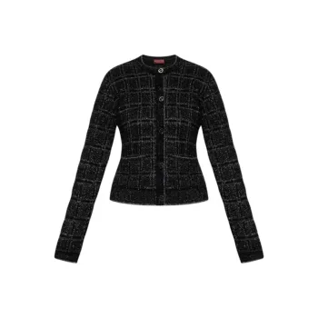 GUCCI Lamé Check Jacquard Cardigan
