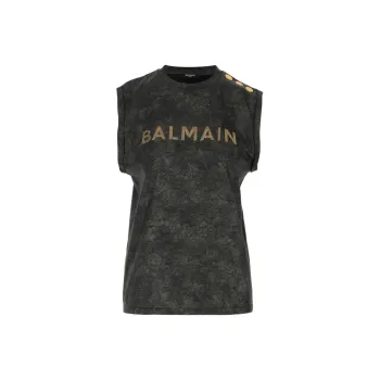 BALMAIN T-Shirts Women's Charcoal Gray