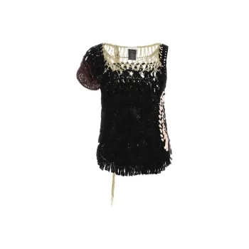 DRIES VAN NOTEN Draped Crochet Asymmetric Knit Top