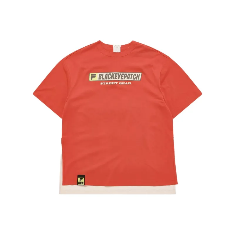 FILA FUSION Drop Shoulder Sleeve T Shirt Women's Red-0