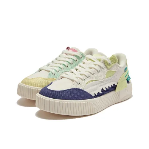 361° Walk Anti Slip Wear Resistant Low Top Skateboard Shoes Women's Yellow Blue Mismatched