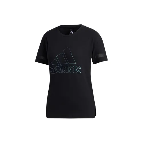 Adidas Drop Shoulder Sleeve T Shirt Women's Black