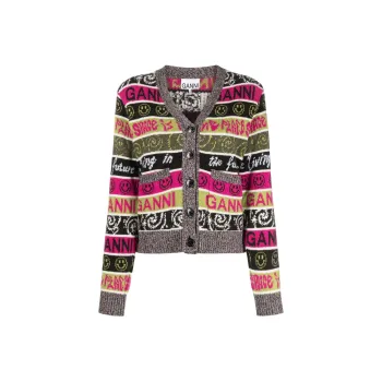 GANNI SS22 Knitted Fabric Cardigan Women's Multicolor
