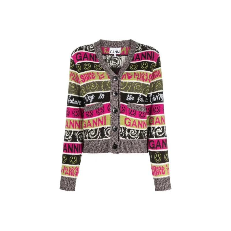 GANNI SS22 Knitted Fabric Cardigan Women's Multicolor-0