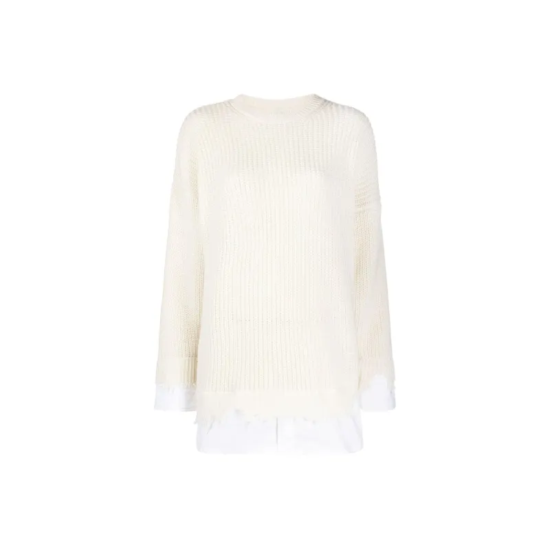 MM6 Maison Margiela Distressed-finish Shirt-underlayer Sweatshirt-0