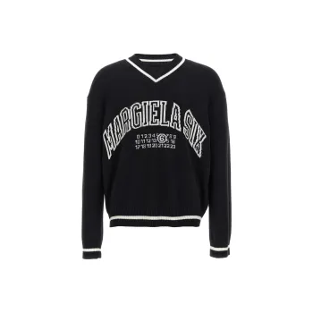 MM6 Maison Margiela Numbers Motif V Neck Jumper