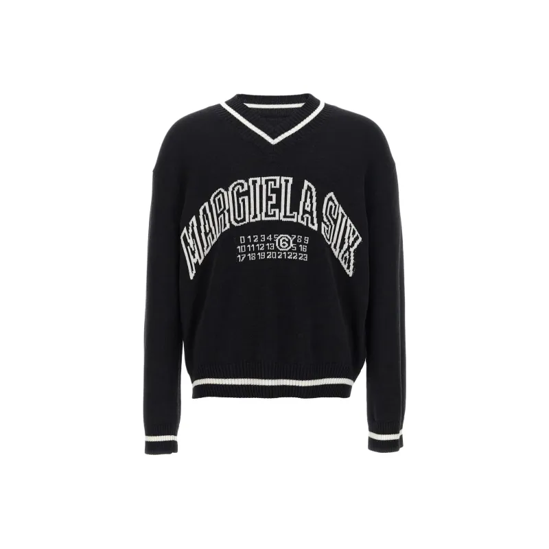 MM6 Maison Margiela Numbers Motif V Neck Jumper-0